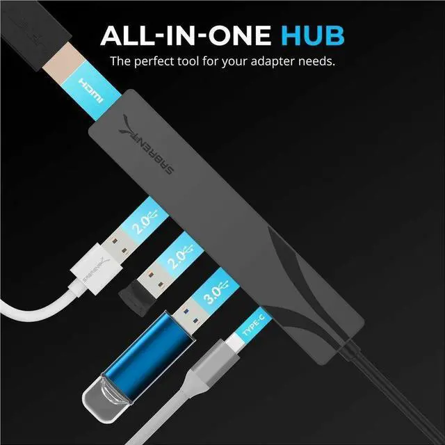 Alt view image 12 of 14 - SABRENT Multi-Port USB-C Hub with Power Delivery and HDMI Out, 3 USB A Ports [HB-SHPU]