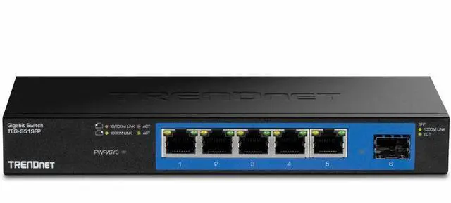 Alt view image 10 of 13 - TRENDnet TEG-S51SFP, 5-Port Gigabit Compact Metal Desktop Switch with Gigabit SFP Slot, Fanless Design, Wall Mountable, TEG-S51SFP