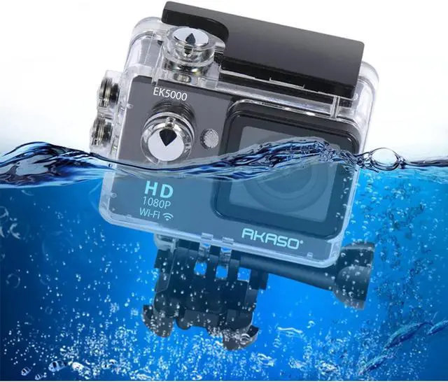 Alt view image 2 of 8 - AKASO EK5000 1080p WIFI Sports Action Camera 12MP HD Waterproof Camcorder - 2 Inch LCD Screen 170 Degree Wide Angle Len - 2 Rechargeable Batteries - 17 Mounting Kits - Durable Waterproof to 100 Feet (