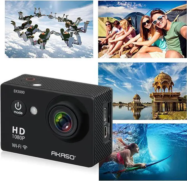 Alt view image 5 of 8 - AKASO EK5000 1080p WIFI Sports Action Camera 12MP HD Waterproof Camcorder - 2 Inch LCD Screen 170 Degree Wide Angle Len - 2 Rechargeable Batteries - 17 Mounting Kits - Durable Waterproof to 100 Feet (