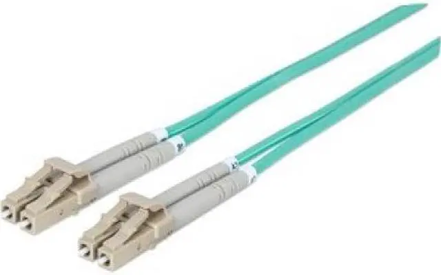 Alt view image 2 of 12 - Intellinet Fiber Optic Patch Cable, Duplex, Multimode, LC/LC, 50/125 Âµm, OM3, 2.0 m (7.0 ft.), Aqua
