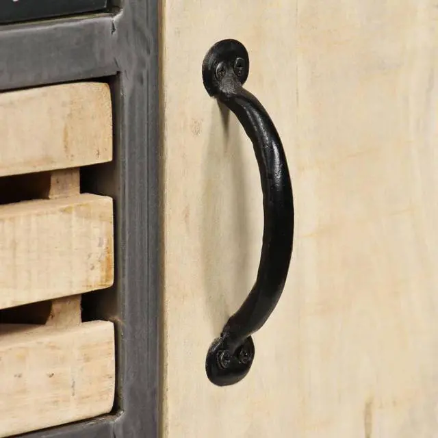 Alt view image 18 of 19 - vidaXL Sideboard Buffet Console Cabinet for Kitchen Solid Wood Mango and Steel