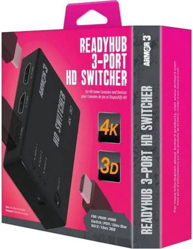 Alt view image 3 of 4 - Hyperkin M07385 Readyhub 3-Port HD Switcher for HD Game Consoles & Devices - Armor3