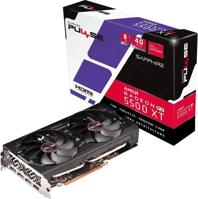 Alt view image 4 of 10 - Sapphire - 11295-01-20G - Video Card 11295-01-20G Pulse RX 5500 XT 8GB GDDR6 PCIE HDMI/Triple DP OC