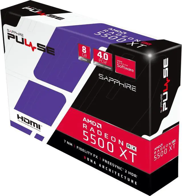 Alt view image 5 of 10 - Sapphire - 11295-01-20G - Video Card 11295-01-20G Pulse RX 5500 XT 8GB GDDR6 PCIE HDMI/Triple DP OC