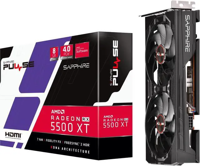 Alt view image 9 of 10 - Sapphire - 11295-01-20G - Video Card 11295-01-20G Pulse RX 5500 XT 8GB GDDR6 PCIE HDMI/Triple DP OC