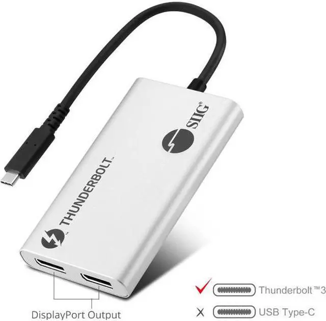 Alt view image 5 of 19 - SIIG Thunderbolt 3 to Dual DP 1.2 Adapter JUTB0611S1