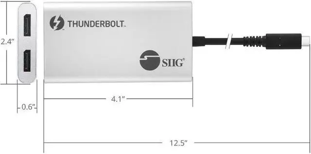 Alt view image 6 of 19 - SIIG Thunderbolt 3 to Dual DP 1.2 Adapter JUTB0611S1