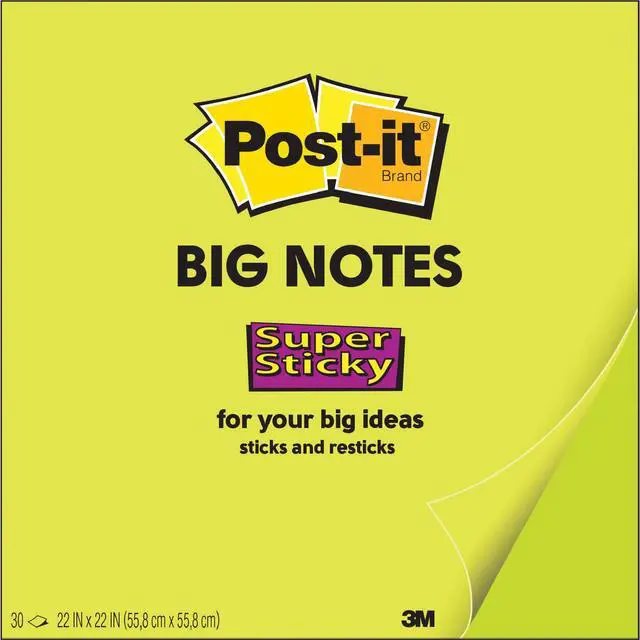 Main image of Post-it BN11G Super Sticky Big Note, 11 in. x 11 in., Neon Green
