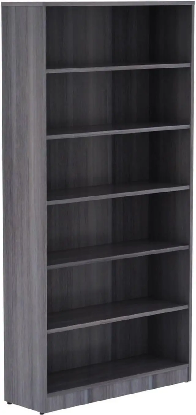 Alt view image 2 of 4 - Lorell Bookcase 6 Shelves 36"x12"x72" Weathered Charcoal 69565