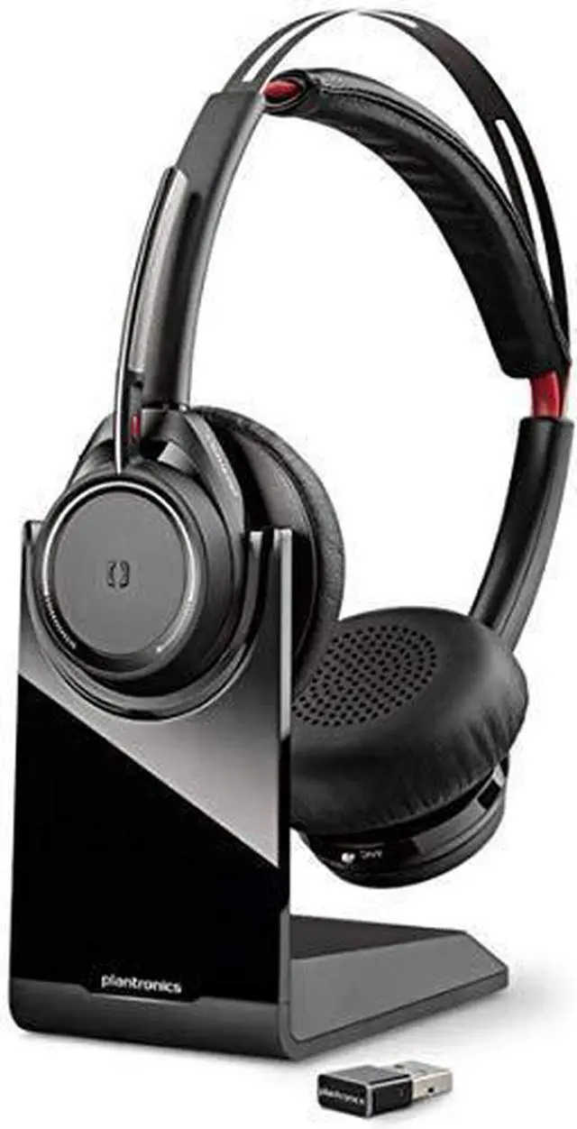 Alt view image 6 of 14 - Plantronics - Voyager Focus UC with Charge Stand (Poly) - Bluetooth Dual-Ear (Stereo) Headset with Boom Mic - USB-A PC/Mac Compatible - Active Noise Canceling-Works with Teams (Certified), Zoom & more