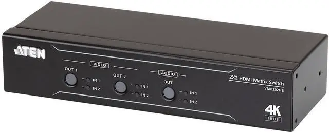 Alt view image 2 of 3 - ATEN 2 x 2 True 4K HDMI Matrix Switch with Audio De-Embedder VM0202HB