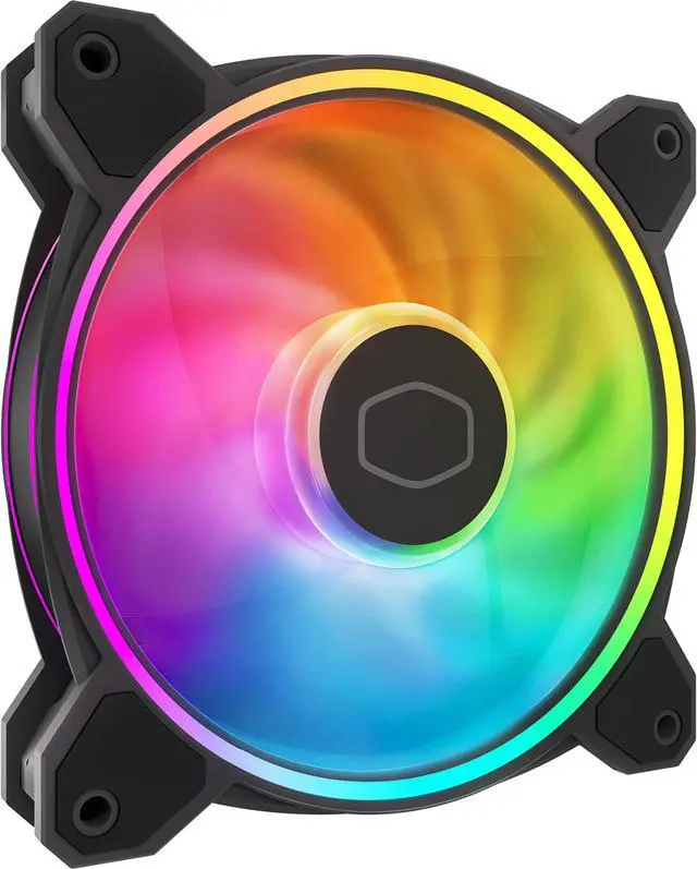 Alt view image 2 of 9 - Cooler Master MasterFan MF120 Halo² PC Case|Liquid Cooler|Air Cooler Fan, Dual Loop Gen 2 ARGB LEDs Rings, Dynamic PWM 120mm 2,050 RPM, Air Balance Blades, Hybrid Frame (MFL-B2DN-21NP2-R2)