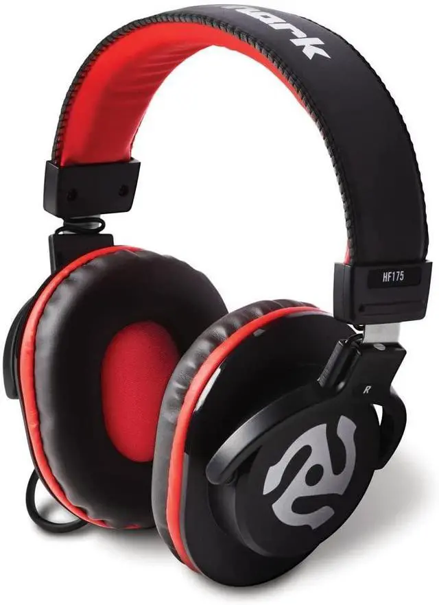Alt view image 7 of 8 - Numark Closed Portable Monitoring DJ Headphones with 40mm Drivers Soft Leather Ear Pads with 3m Cable (Straight) HF175 Black & Red