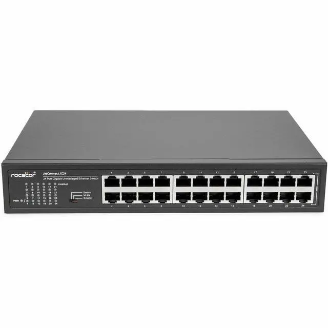 Alt view image 3 of 3 - Rocstor 24-Port Gigabit Desktop/Rackmount/Wall mount Switch Y10S004B1