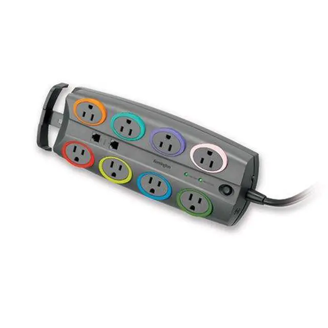 Alt view image 2 of 13 - SmartSockets Color-Coded Surge Protector 8 Outlets 8 ft Cord 3090 Joules