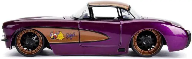 Alt view image 4 of 5 - 1957 Chevrolet Corvette Purple with Batgirl Diecast Figure \DC Comics Bombshells\" Series 1/24 Diecast Model Car by Jada"