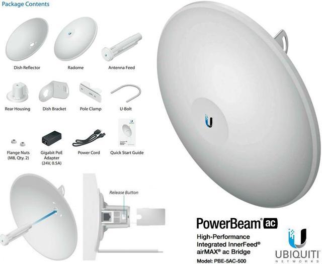 Ubiquiti PBE-5AC-500 PowerBeam AC 5GHz 500mm 27dBi airMAX AC Bridge 25km  450Mbps