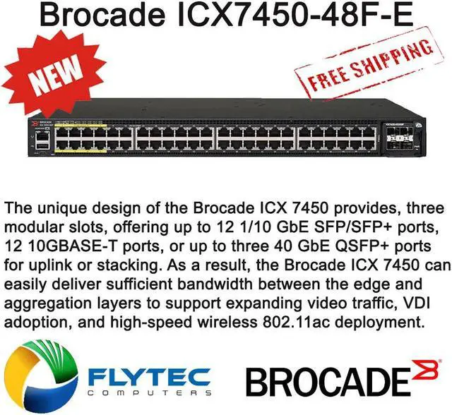 Alt view image 3 of 5 - Brocade ICX 7450-48F-E Layer 3 Switch