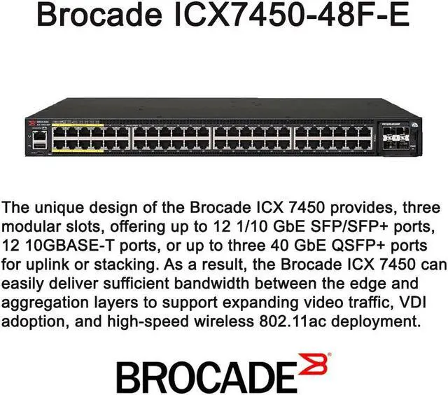 Alt view image 2 of 5 - Brocade ICX 7450-48F-E Layer 3 Switch