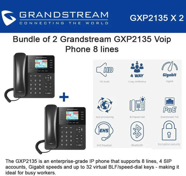 Alt view image 2 of 7 - Grandstream GXP2135 Small Business Hd Ip Phone, 4 Sip Accounts 8 Lines