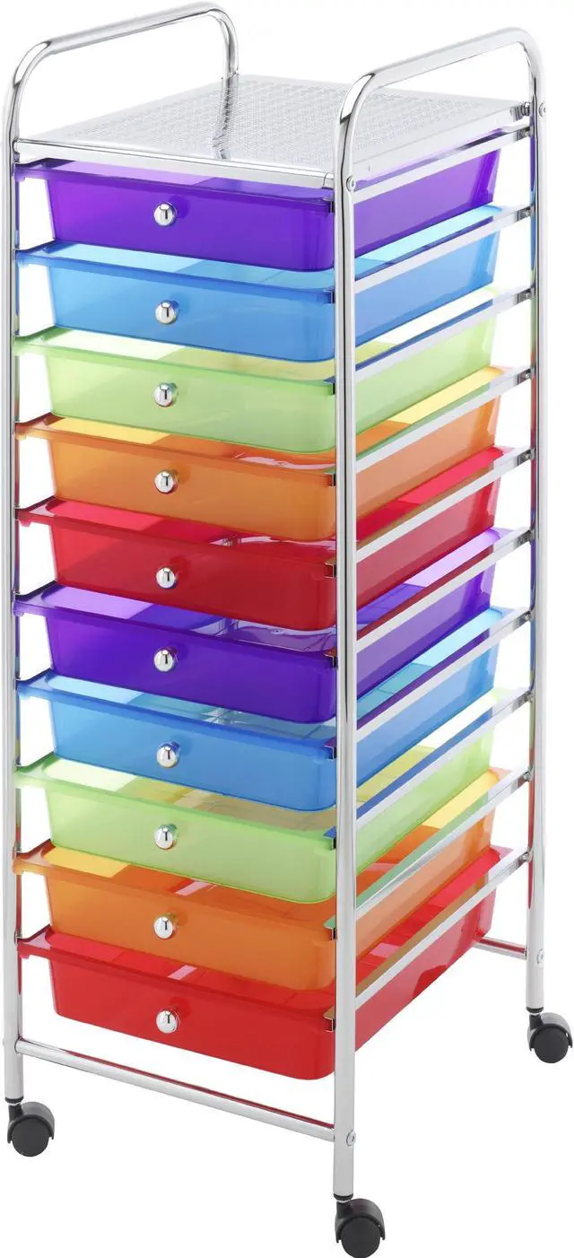 Alt view image 2 of 5 - WHITMOR 6049-7060-BB 10 Drawer Cart Multi Color