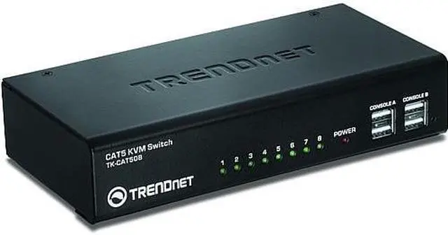 Alt view image 2 of 8 - TRENDnet 8-Port CAT5 KVM Switch, CAT5 Cables up to 30m, USB, PS/2, Hot-Keys, VGA, Dual Console, TK-CAT508