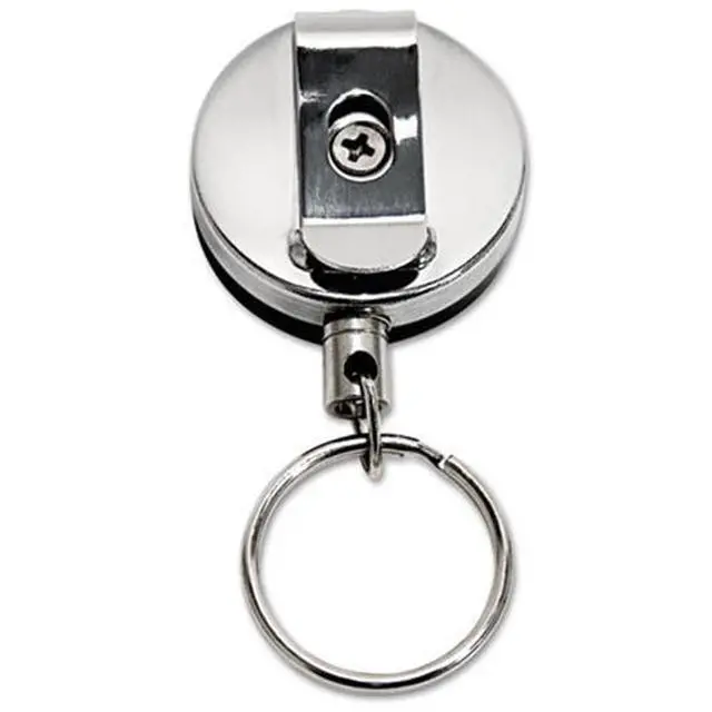 Alt view image 2 of 6 - Heavy-Duty Retractable Id Card Reel, 18" Extension, Black/Chrome, 6/Pa