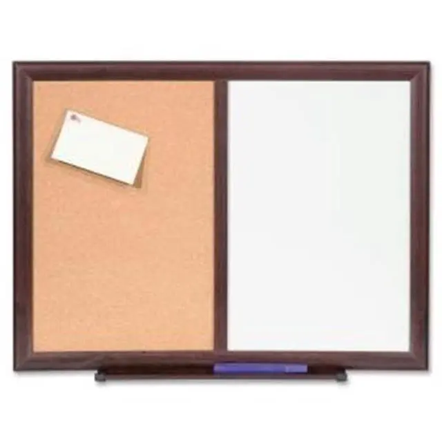Main image of Lorell Bulletin Board Combo Dry-Erase/Cork 24"x18" Mahogany Frame 84270