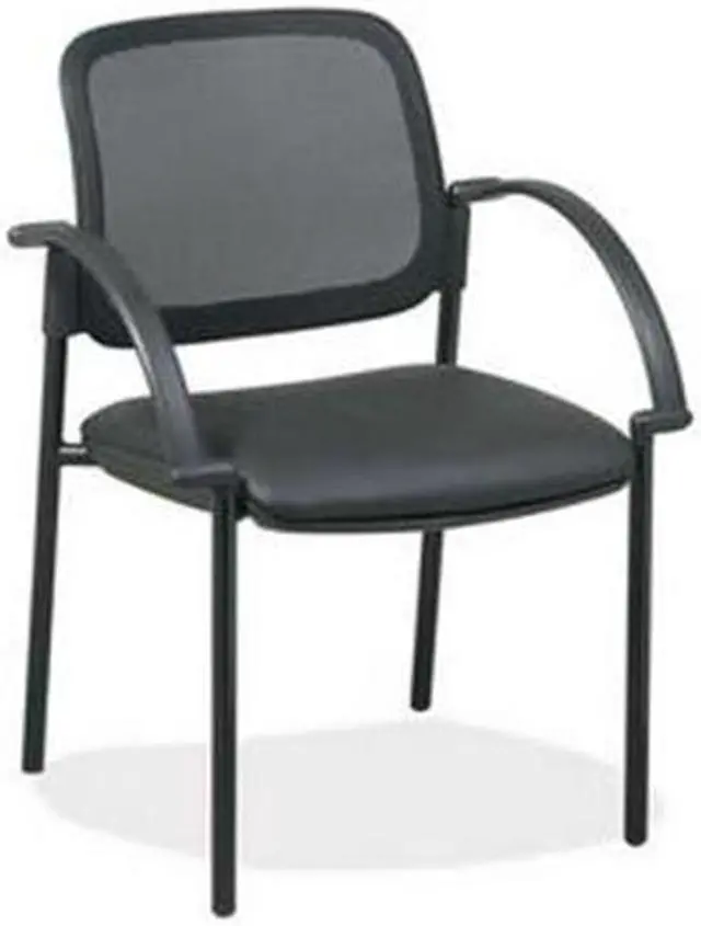 Main image of Lorell Guest Chair 24"x23-1/2"x32-3/4" Black Faux Leather Seat 60462