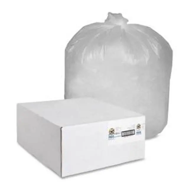 Alt view image 4 of 11 - Genuine Joe Can Liners 56 Gal 14mic/.55mil 43"x46" 200/CT Translucent 70015