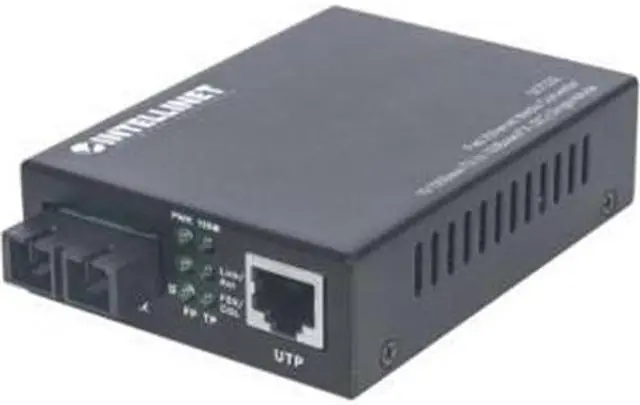 Alt view image 2 of 11 - Intellinet Fast Ethernet Single Mode Media Converter, 10/100Base-TX to 100Base-FX (SC) Single-Mode, Wavelength 1310 nm, 20 km (12.4 mi)