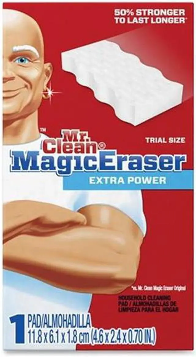 Alt view image 7 of 9 - Mr. Clean 16449, Magic Eraser Extra Power, 4 3/5" x 2 2/5", 7/10" Thick, White, 30/Carton