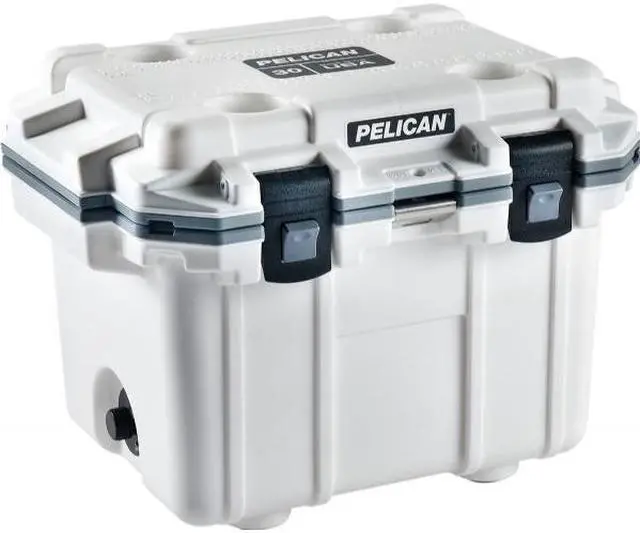Alt view image 4 of 11 - Pelican Elite Cooler, Cooler, White/Gray, Hard 50Q-1-WHTGRY