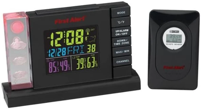 FIRST ALERT SFA2650 Radio-Controlled Weather Station Alarm Clock with ...