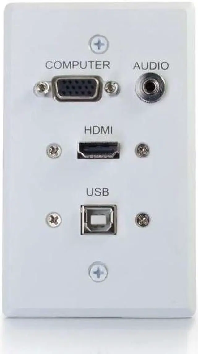 Alt view image 5 of 13 - C2G / Cables To Go 39706 HDMI, VGA, 3.5MM Audio and USB Pass Through Single Gang Wall Plate, White