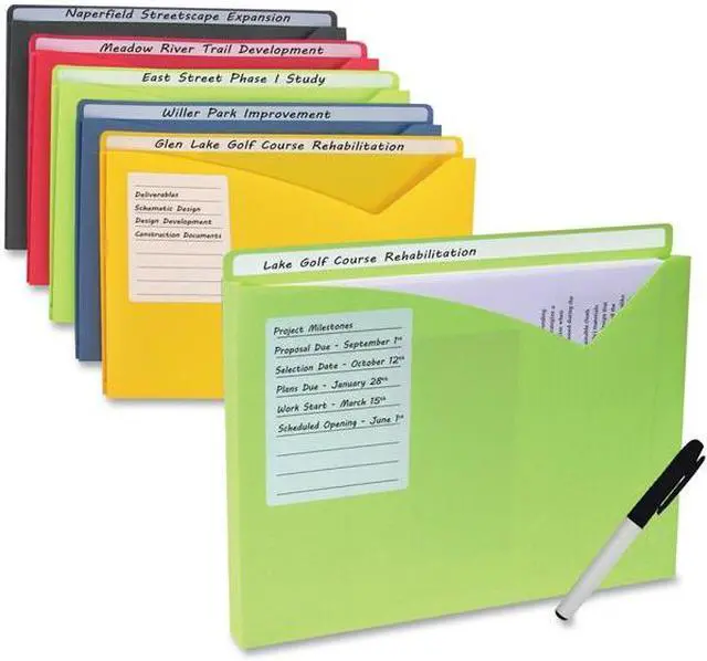 Alt view image 3 of 20 - C-Line Write-On Expanding Poly File Folders 1" Exp. Letter Assorted Colors 10/BX