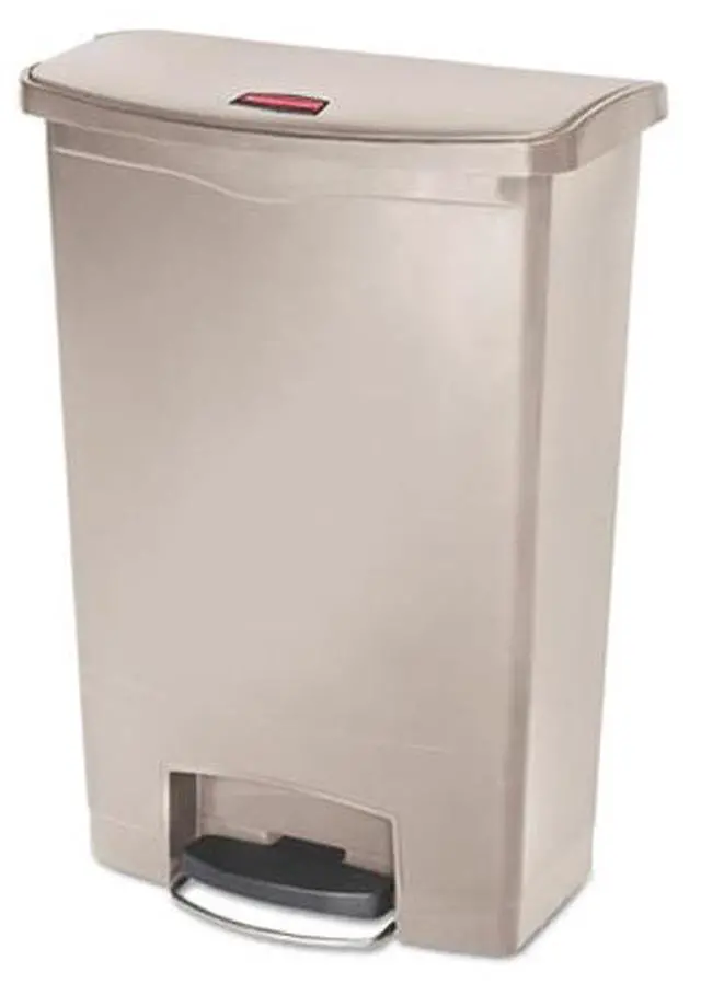 Alt view image 4 of 11 - Rubbermaid - FG1883552 - Slim Jim Resin Step-On Container, Front Step Style, 24 gal, Beige