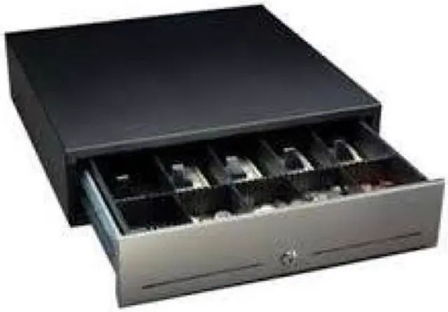 Alt view image 3 of 5 - NCR 2186-6400-9090 Black Compact Cash Drawer W/Us Till Kit, Stainless Steel Fr