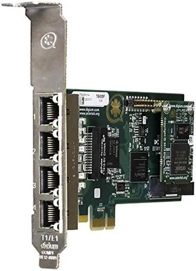 Alt view image 3 of 6 - Digium 1TE435BF Four (4) Span Digital T1/E1/J1/Pri PCI-Express X1 Card