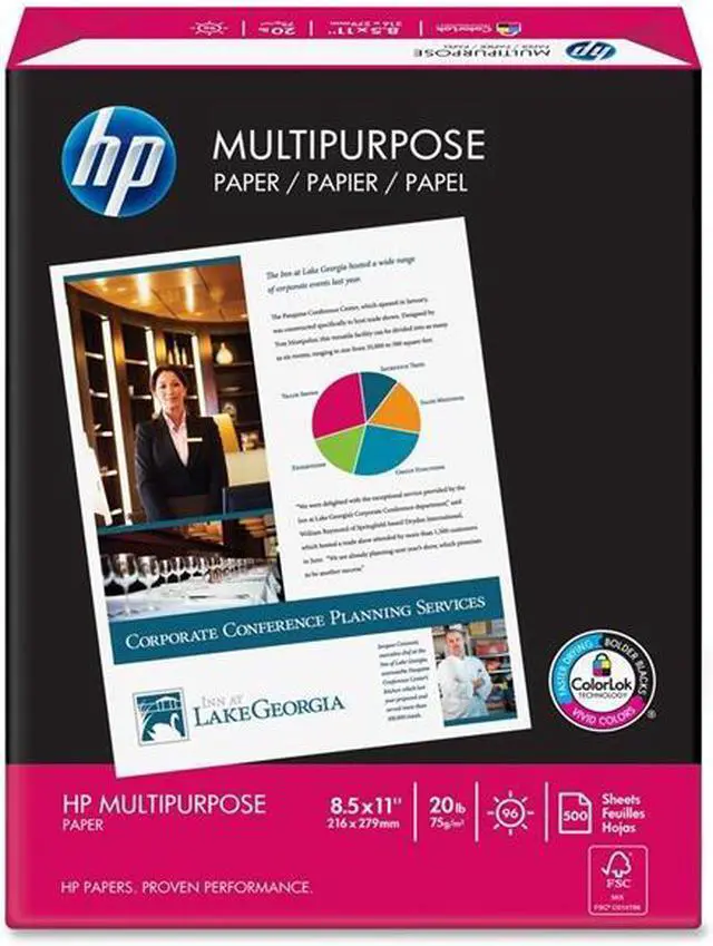 Alt view image 3 of 6 - HP 112000 Multipurpose Copy Paper - 8.5" x 11", White, 96 Bright, 20 lb, 500 Sheets/Carton Laser & Inkjet Paper
