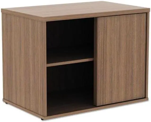 Alt view image 2 of 20 - Alera Open Office Low Storage Cabinet Credenza 29 1/2 x 19 1/8x 22 7/8 Walnut LS593020WA