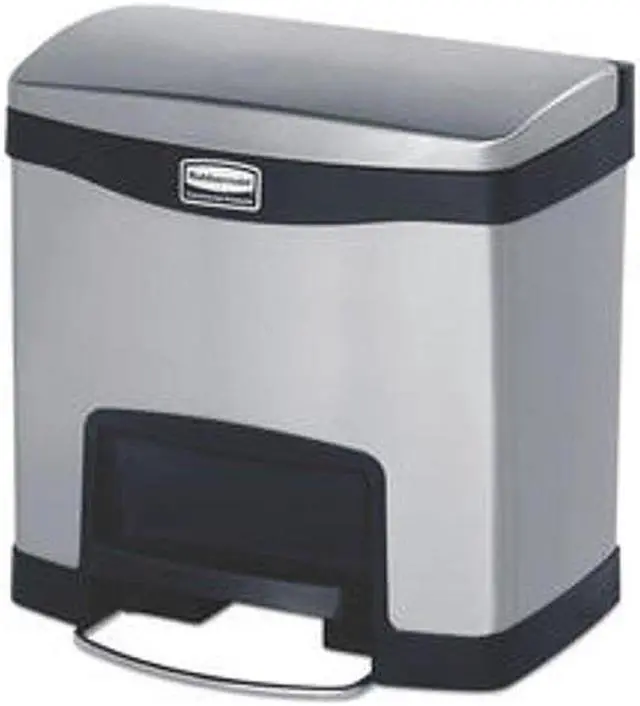Alt view image 2 of 5 - Rubbermaid - FG1901982 - Slim Jim Stainless Steel Step-On Container, Front Step Style, 4 gal, Black