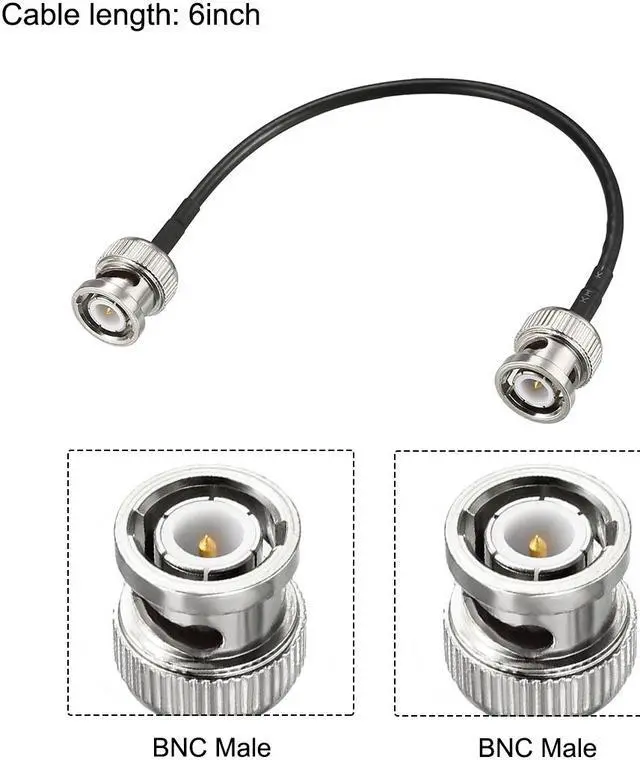 Alt view image 2 of 4 - BNC Male to Male Coaxial Jumper Cable 50 ohm 6 inch RG174