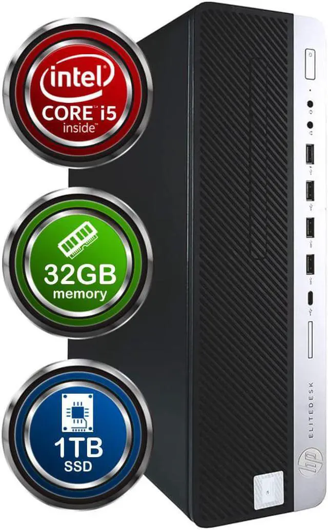 Main image of HP EliteDesk 800G4 Desktop Computer | Hexa Core Intel i5 (3.2) | 32GB DDR4 RAM | 1TB SSD Solid State | Windows 11 Professional  | Home or Office PC