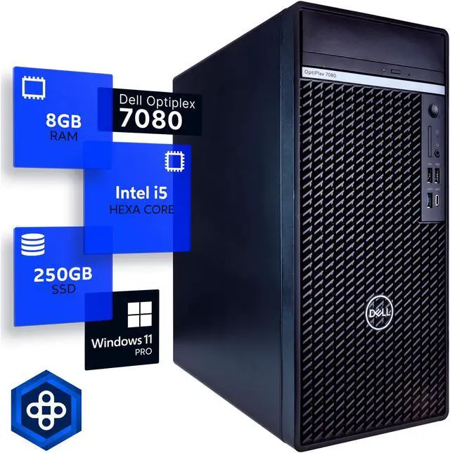 Main image of Dell Optiplex 7080 Tower Desktop Computer | Hexa Core Intel i5 (3.4) | 8GB DDR4 RAM | 250GB SSD Solid State | Windows 11 Professional | Home or Office PC