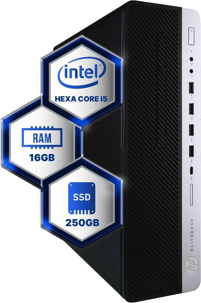 Main image of HP EliteDesk 800G4 Desktop Computer | Hexa Core Intel i5 (3.2) | 16GB DDR4 RAM | 250GB SSD Solid State | Windows 11 Professional | Home or Office PC