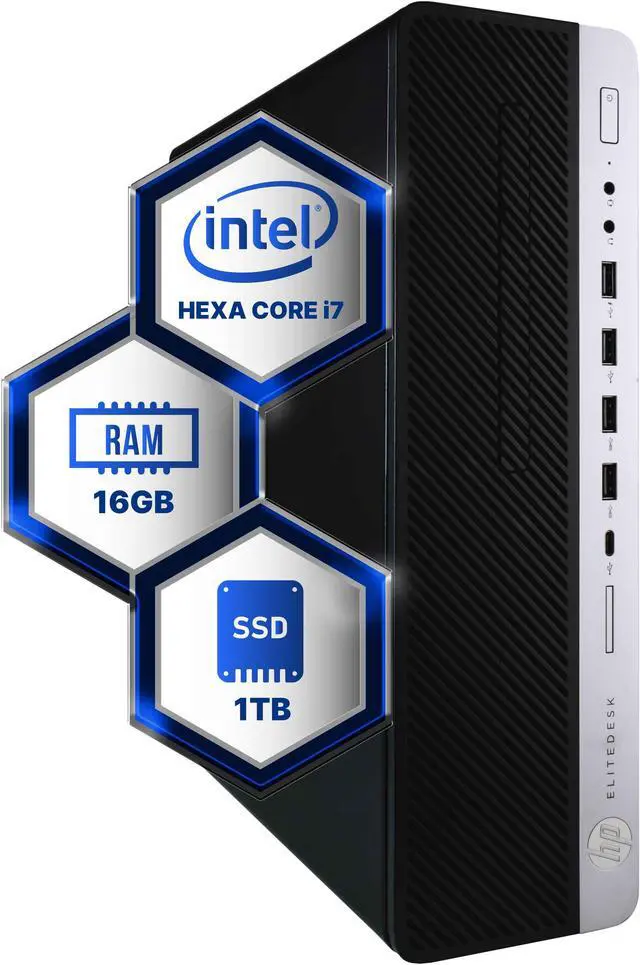Main image of HP EliteDesk 800G4 Desktop Computer | Hexa Core Intel i7 (3.4) | 16GB DDR4 RAM | 1TB SSD Solid State | Windows 11 Professional | Home or Office PC