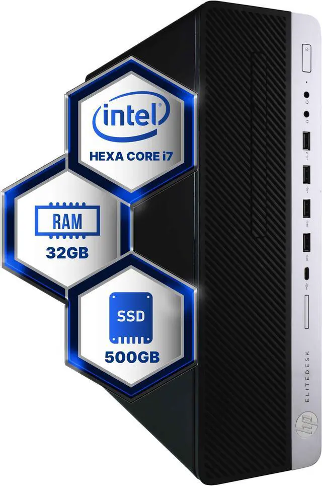 Main image of HP EliteDesk 800G4 Desktop Computer | Hexa Core Intel i7 (3.4) | 32GB DDR4 RAM | 500GB SSD Solid State | Windows 11 Professional | Home or Office PC