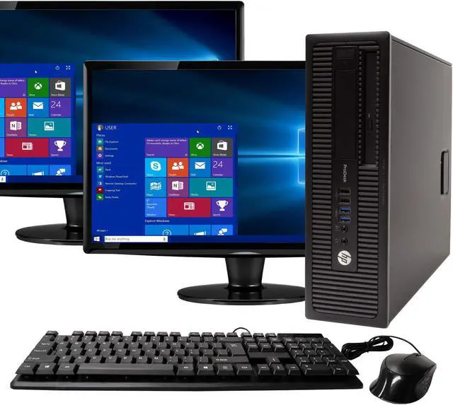 Main image of HP ProDesk 600G1 Desktop Computer PC, 3.20 GHz Intel i5 Quad Core Gen 4, 16GB DDR3 RAM, 1TB SATA Hard Drive, Windows 10 Professional 64 bit, Dual (2) 22” Screens Screen